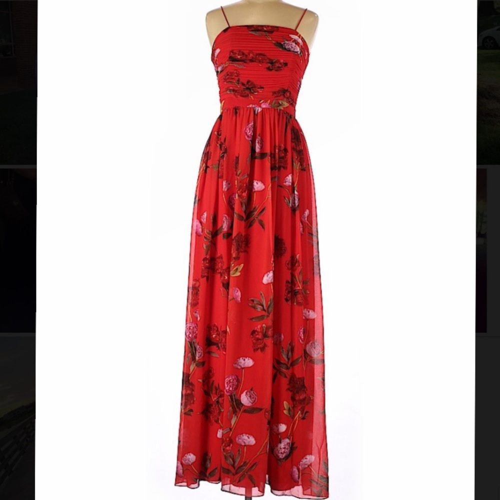 Red floral ERIN Erin Fetherston gown